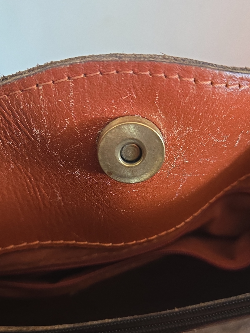 Patricia Nash Lavello Leather Bucket Bag - Rust Brown/Gold Lining - Picture 12 of 13